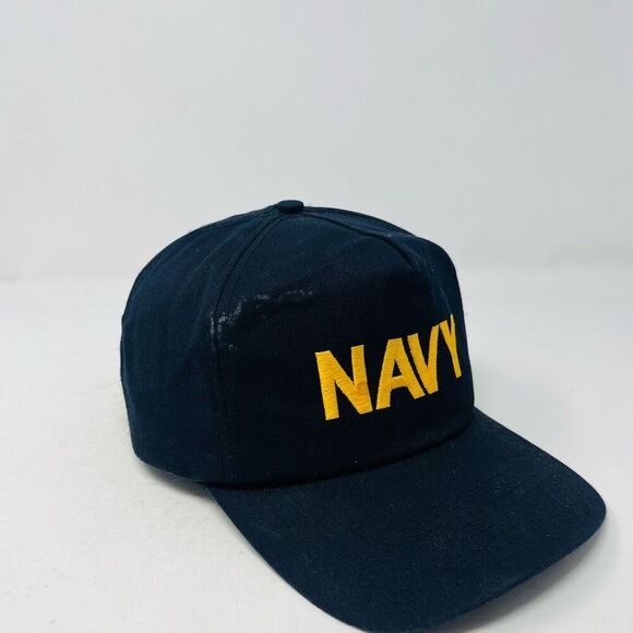 Navy Armed Forces Military Baseball Cap Snapback One Size Black Gold P Caps Mens - Picture 2 of 8